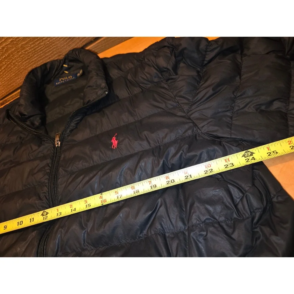 Polo Ralph Lauren Mens XXL Black Packable Puffer Jacket Lightweight Quilted Coat